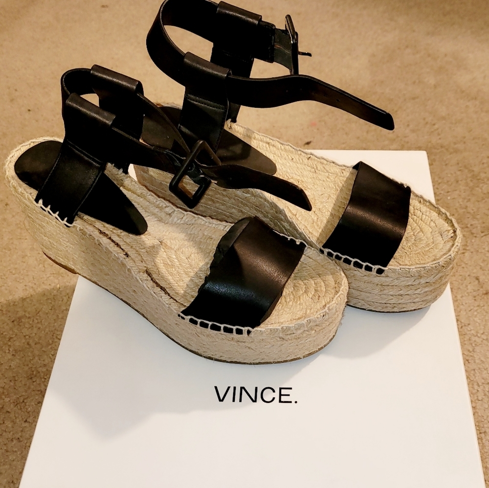New with box Vince Abby platform espradille sandal black 7 M